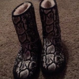 Snake skin black and white ugg boots